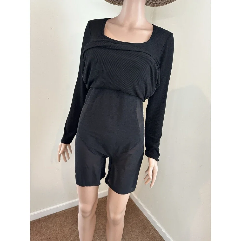 Popilush Women Long Sleeve Midi Bodycon Shapewear Dress Square Neck Modal Sz XL - Picture 4 of 11
